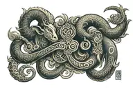 infinity symbol with ram and hanuman chalisa written  tattoo design idea