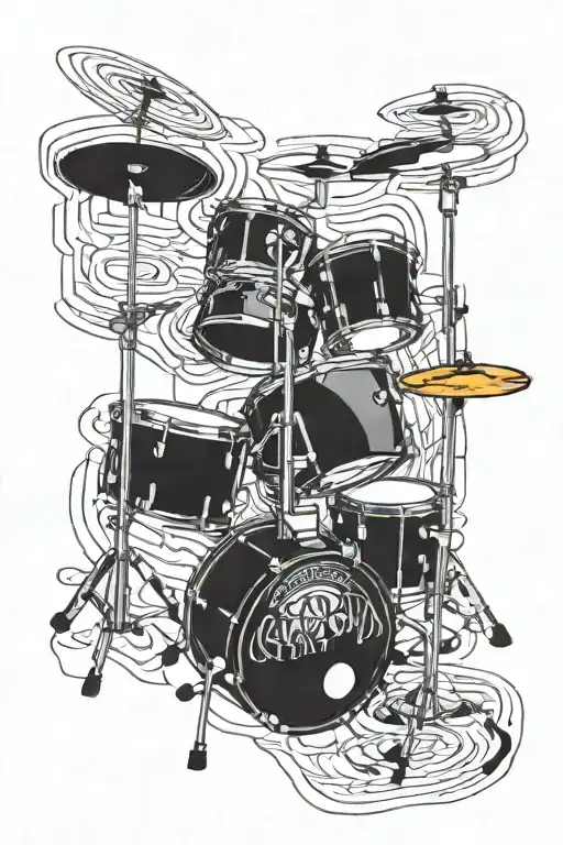 Incorporate architectural elements (such as arches or columns) into a drum set design tattoo design idea