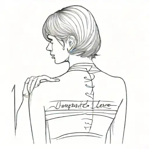 Back of the neck and the words "unrequited love" tattoo design idea