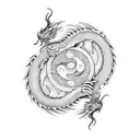 yin and yang with dragon tattoo design idea