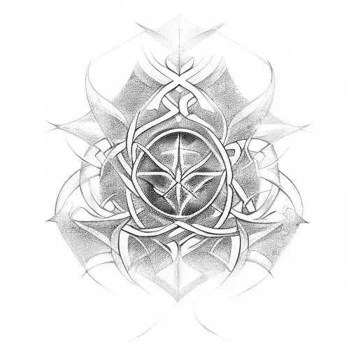 A tattoo design that combines the symbols of different branches of physics with the lyrics of a Meshuggah song tattoo design idea