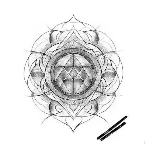 A symmetrical design inspired by Meshuggah's music tattoo design idea