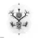 A tattoo design that combines the symbols of different branches of physics with the lyrics of a Meshuggah song tattoo design idea