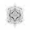 A symmetrical design inspired by Meshuggah's music tattoo design idea