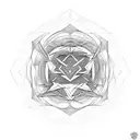 A symmetrical design inspired by Meshuggah's music tattoo design idea
