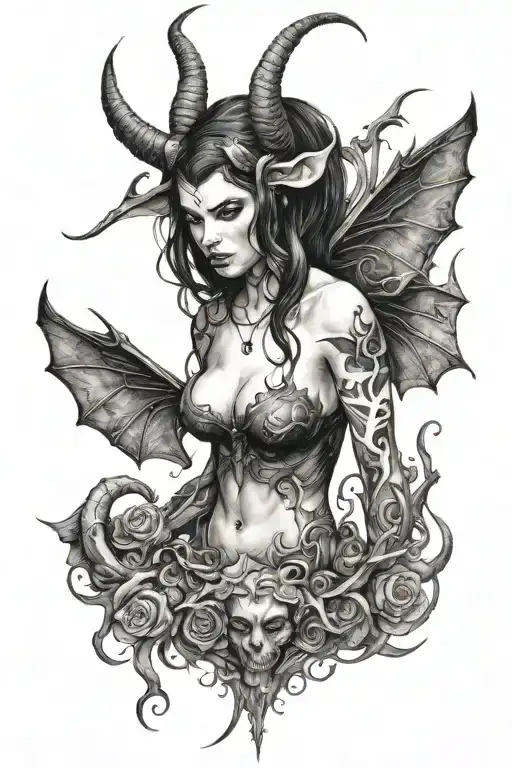 Succubus walking tattoo design idea