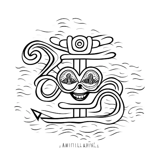 A smiling anchor formed with a single continuous line tattoo design idea