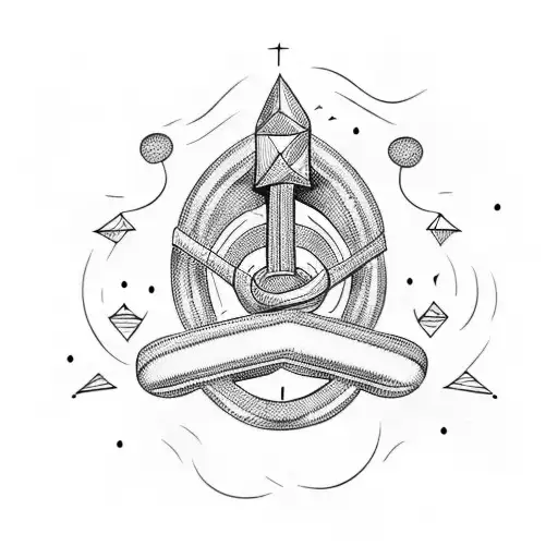 A smiling anchor formed with a single continuous line tattoo design idea