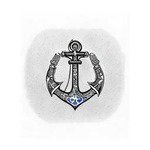A smiling anchor formed with a single continuous line tattoo design idea