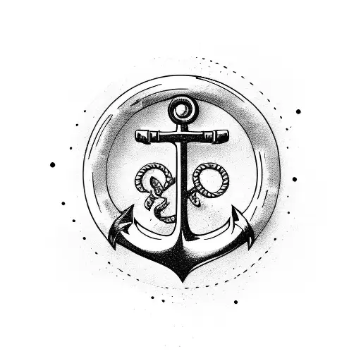 A smiling anchor formed with a single continuous line tattoo design idea