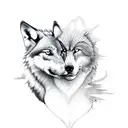 wolf and phoenix tattoo design idea