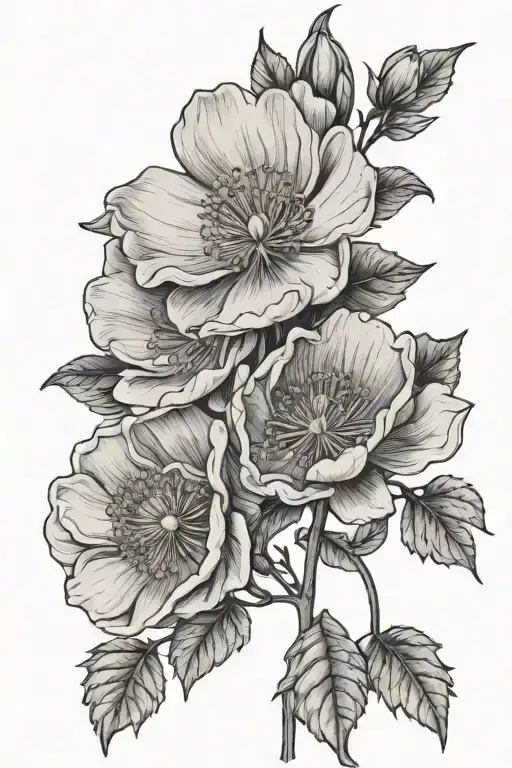 Lilac and iceland poppy flower tattoo design idea