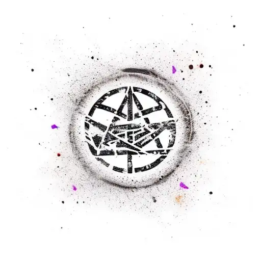 Anarchy symbol formed by coffee beans and coffee stains tattoo design idea