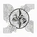 A tattoo design incorporating the Fibonacci sequence in a geometric pattern tattoo design idea