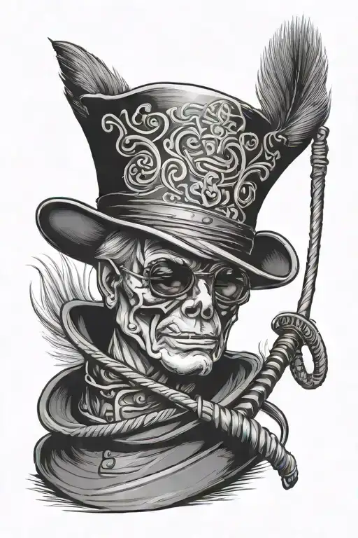 George jones hat and whip tattoo design idea