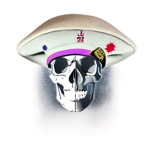 skull with australian army beret tattoo design idea