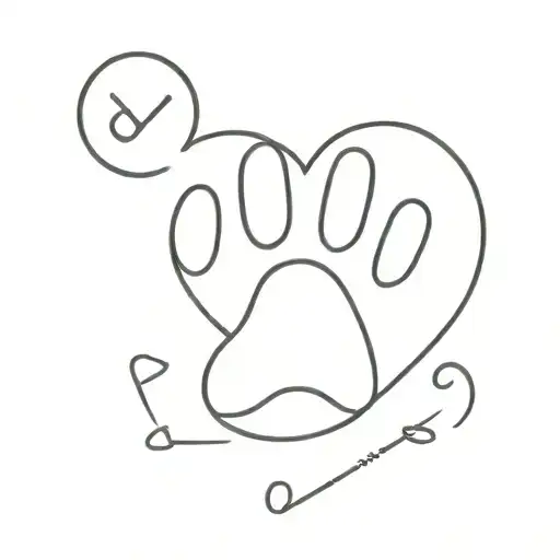 S + Heart + Dog paw print tattoo design idea