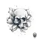 Skull and Roses on hand tattoo design idea