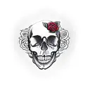 Skull and Roses on hand tattoo design idea