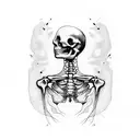 half skeleton half woman   tattoo design idea