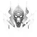 An architect's drafting tools forming a motorbike tattoo design idea