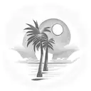 palm tree with moon tattoo design idea