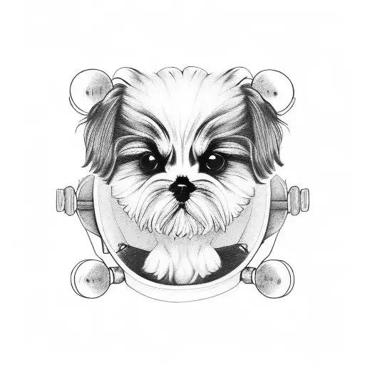 two shih tzus on skateboard tattoo design idea