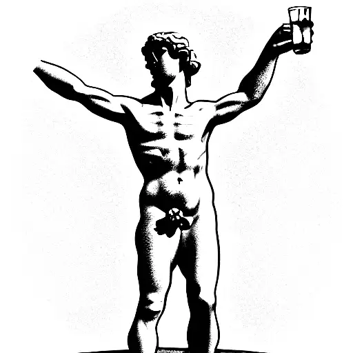 statue of David with an aperol spritz  tattoo design idea