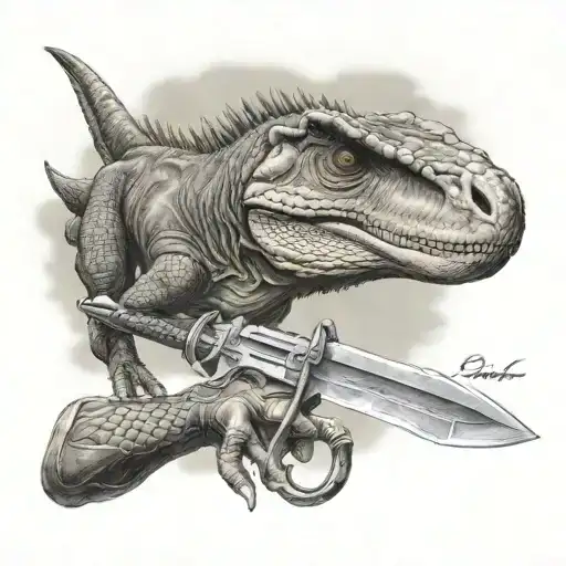 Raptor Dinosaur Swords tattoo design idea