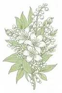 bouquet of Lily of the Valley & aster  tattoo design idea