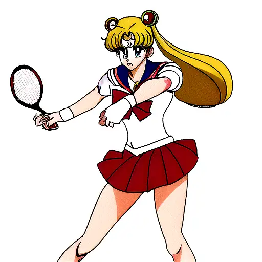 Sailor moon playing tennis tattoo design idea