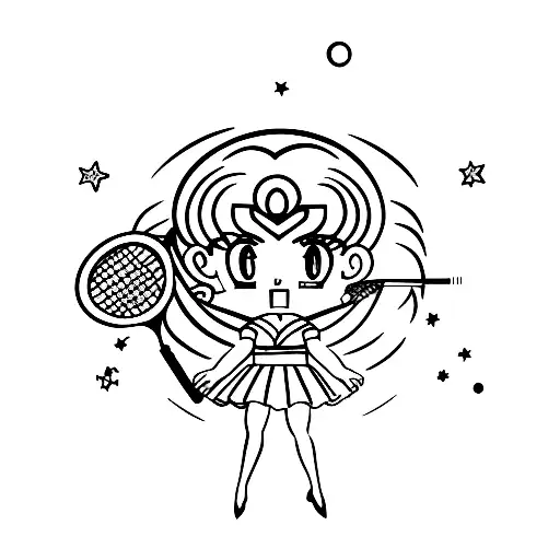 Sailor moon playing tennis tattoo design idea