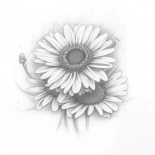 wrapped boquet with daisy's violets larkspur gladolius chrysanthemum narciccus tattoo design idea