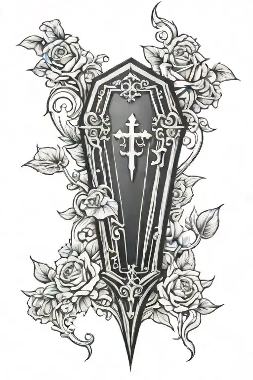 gothic coffin tattoo design idea
