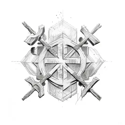 rustic cross  tattoo design idea