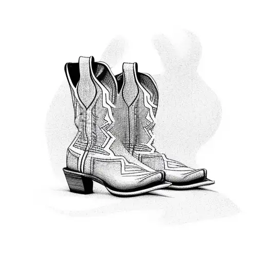 rustic cross with lasso and cowboy boots tattoo design idea