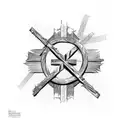 rustic weathered cross with lasso tattoo design idea