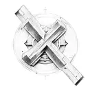 rustic weathered cross with lasso tattoo design idea