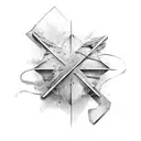 rustic weathered cross with lasso tattoo design idea