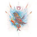 fire ppheonix bird water colour tattoo design idea