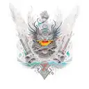 fire ppheonix bird water colour tattoo design idea