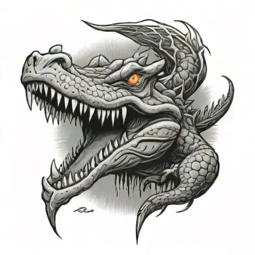 palm lightning eye bloodshot warrior crocodile tattoo design idea
