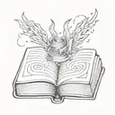 A tattoo design of a book with pages forming a labyrinth, symbolizing the endless journey of knowledge and self-discovery through literature tattoo design idea