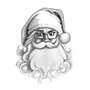 long haired hipster drinking alcohol with a Santa hat on tattoo design idea