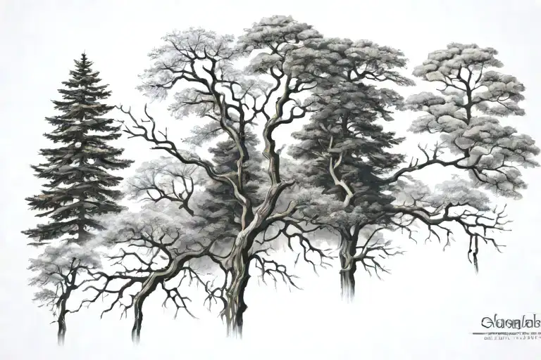 nature elements like trees tattoo design idea
