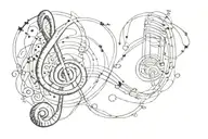A music note intertwined with a sobriety symbol incorporating elements tattoo design idea
