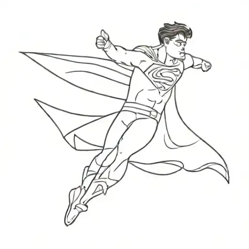 boy flying like superman logo tattoo design idea