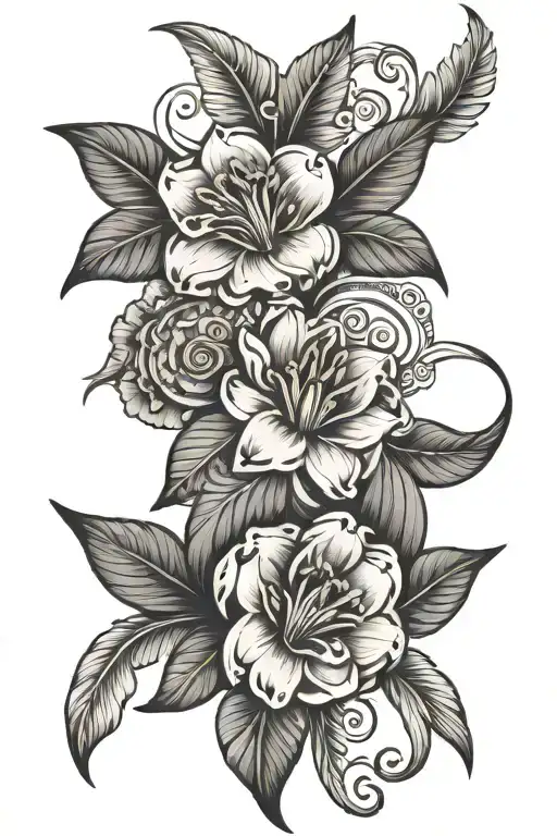 peruvian inspired tattoo incorporating elements of the nazca lines and peruvian lily tattoo design idea