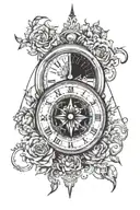 clock soul human compass birth death tattoo design idea