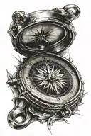 compass shot by an arrow tattoo design idea